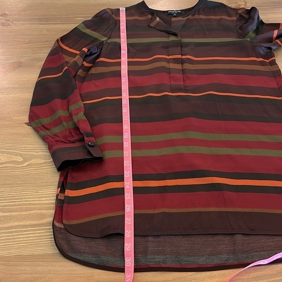 Lafayette 148 Prisha Autumn Sheen Rust Stripe Tunic Blouse Size Small - Picture 12 of 17